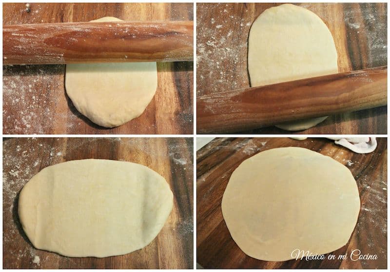 aplana la masa con el rodillo para formar las tortillas de harina