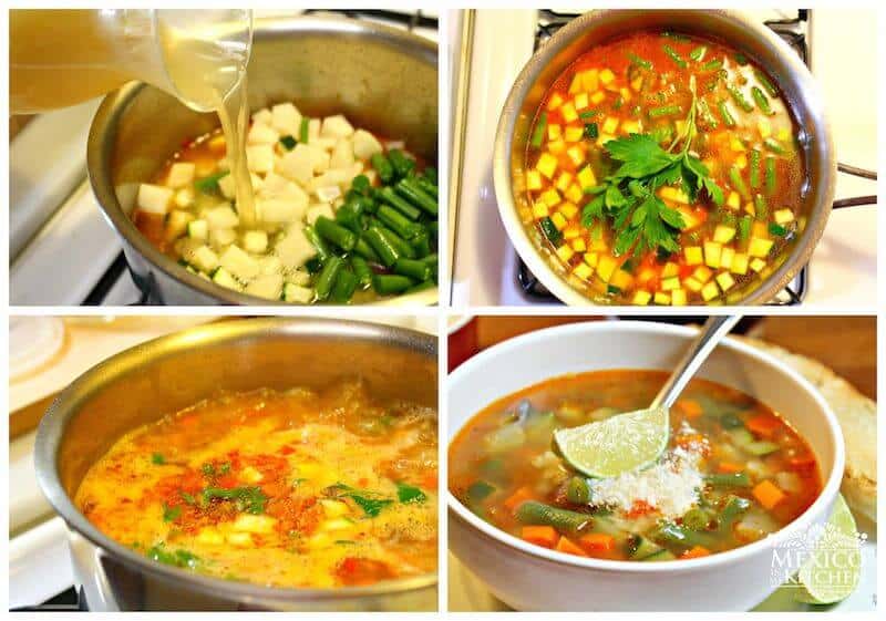 sopa de verduras mexicana