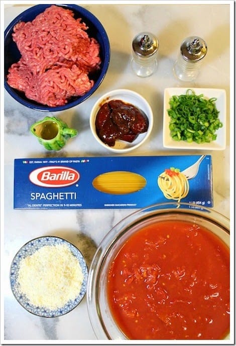 espagueti al chipotle │Ingredientes