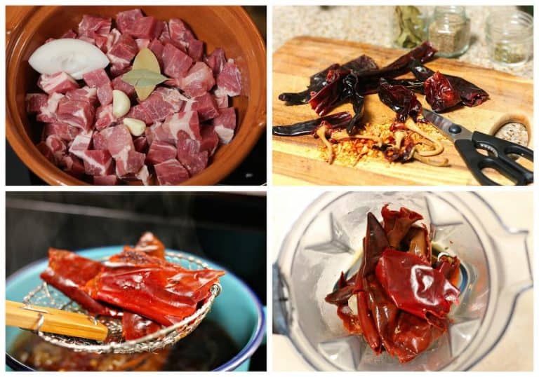 Instrucciones paso a paso para preparar chile colorado con cerdo y nopales