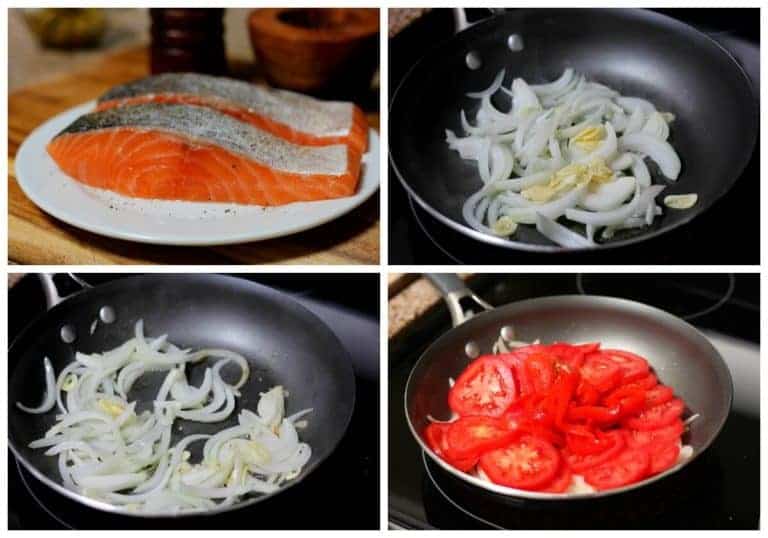 Instrucciones para preparar salmón en salsa de tomate