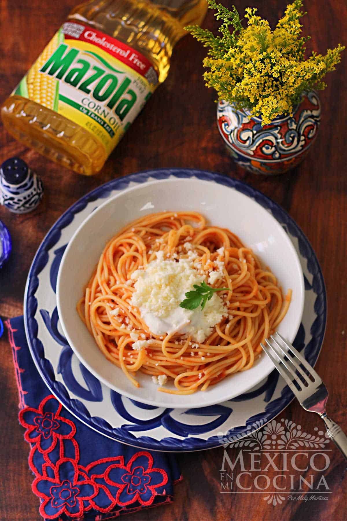 Plato con espagueti
